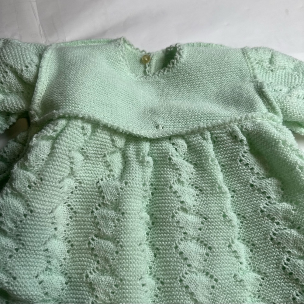 Vintage Perzo Baby Knit Dress
Mint Green Handcrafted Acrylic
New Tag - Picture 14 of 14